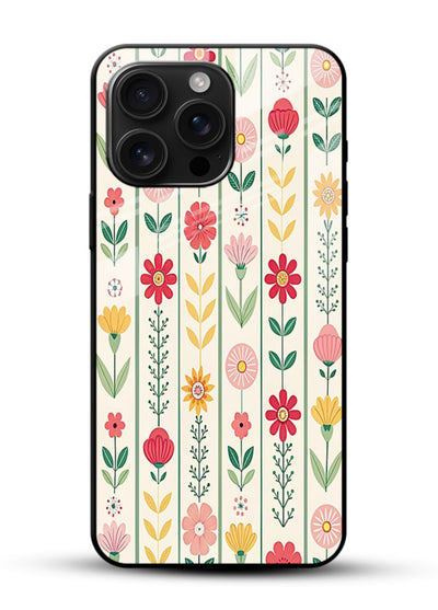 Scandinavian Simple Floral minimal Scandinavian floral pattern glossy vibrant premium glass back cover - Angle Front