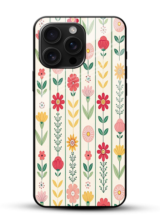 Scandinavian Simple Floral minimal Scandinavian floral pattern glossy vibrant premium glass back cover - Angle Front