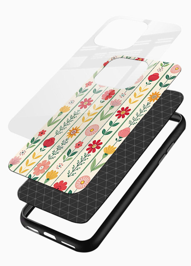 Scandinavian Simple Floral minimal Scandinavian floral pattern glossy vibrant premium glass back cover - Angle Layers