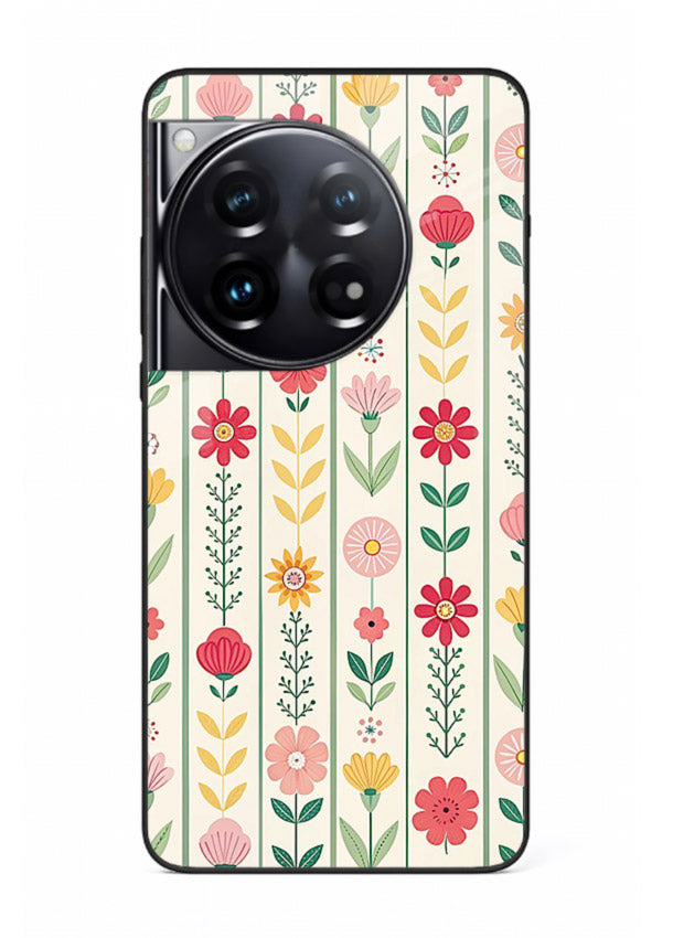 Scandinavian Simple Floral minimal Scandinavian floral pattern OnePlus 12 glass back cover