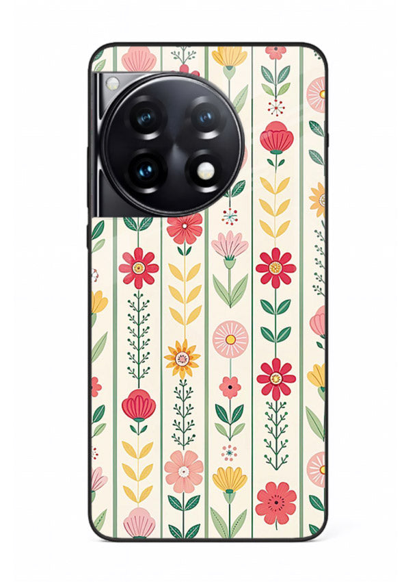 Scandinavian Simple Floral minimal Scandinavian floral pattern OnePlus 12R glass back cover