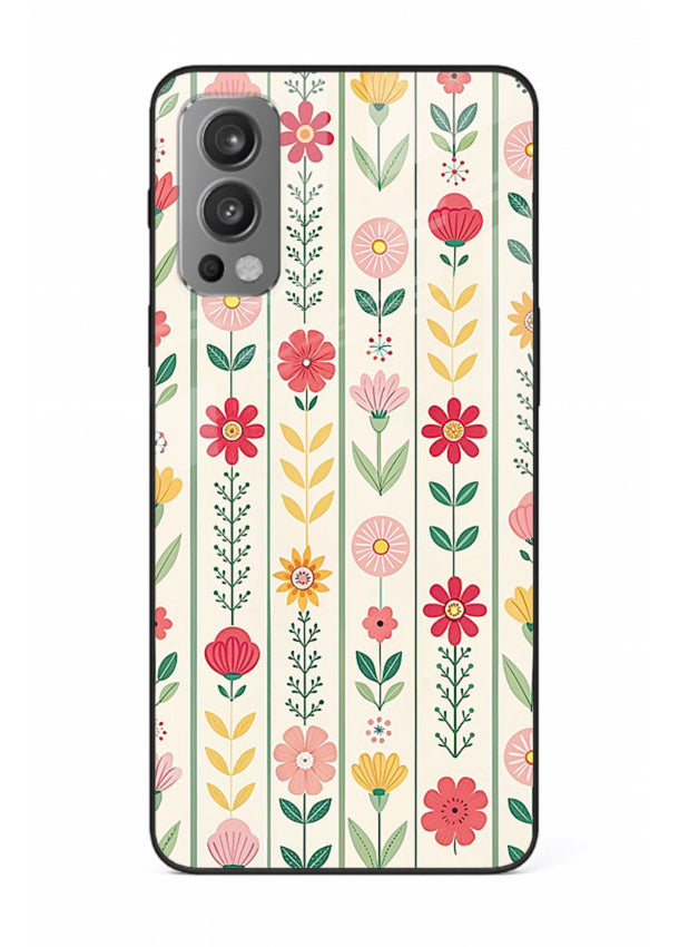 Scandinavian Simple Floral minimal Scandinavian floral pattern OnePlus Nord 2 glass back cover