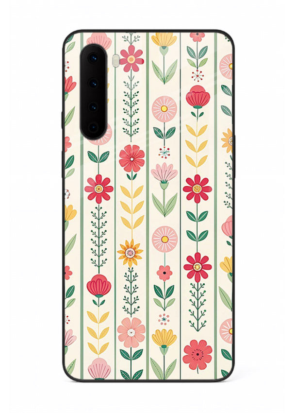 Scandinavian Simple Floral minimal Scandinavian floral pattern OnePlus Nord glass back cover