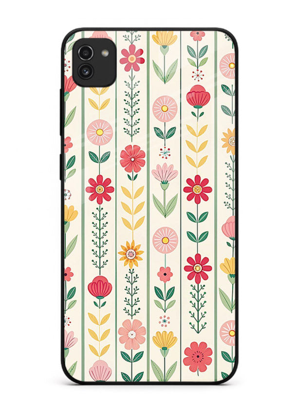 Scandinavian Simple Floral minimal Scandinavian floral pattern Samsung A03 glass back cover