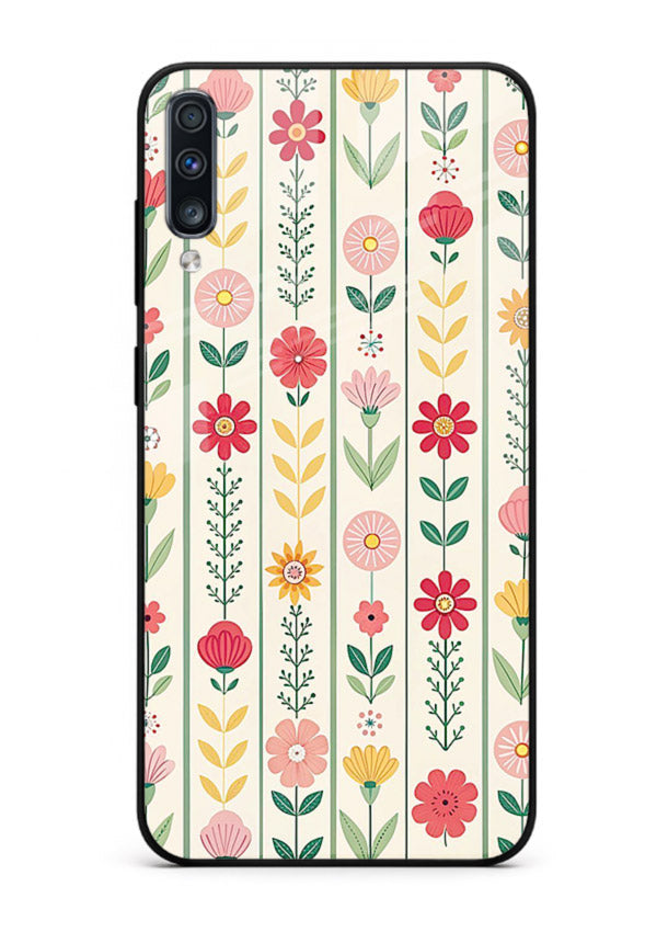 Scandinavian Simple Floral minimal Scandinavian floral pattern Samsung A50 glass back cover