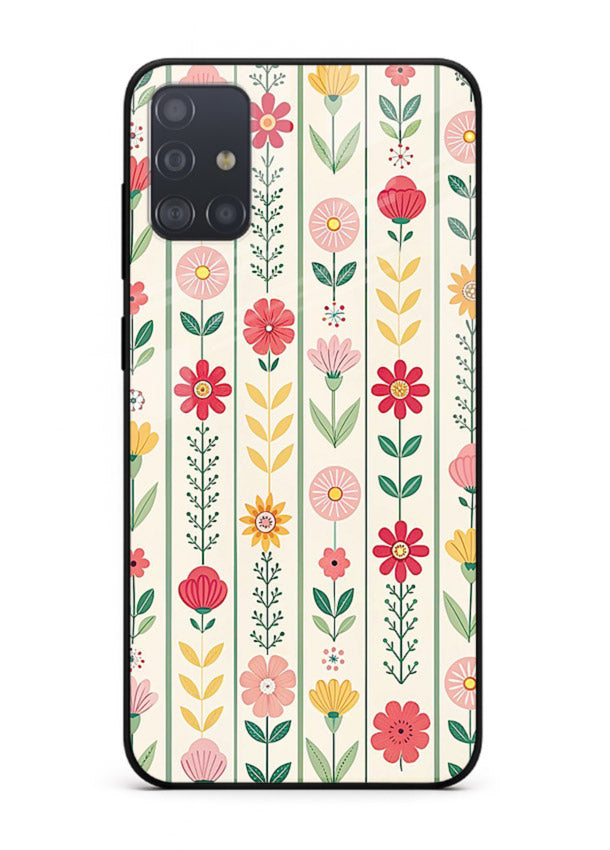 Scandinavian Simple Floral minimal Scandinavian floral pattern Samsung A51 glass back cover