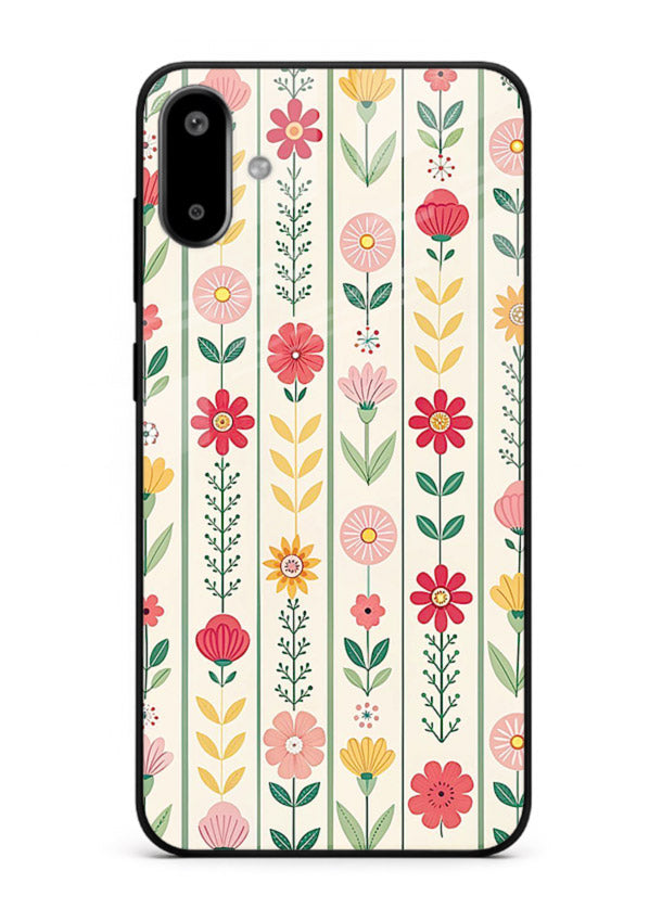 Scandinavian Simple Floral minimal Scandinavian floral pattern Samsung F06 5G glass back cover