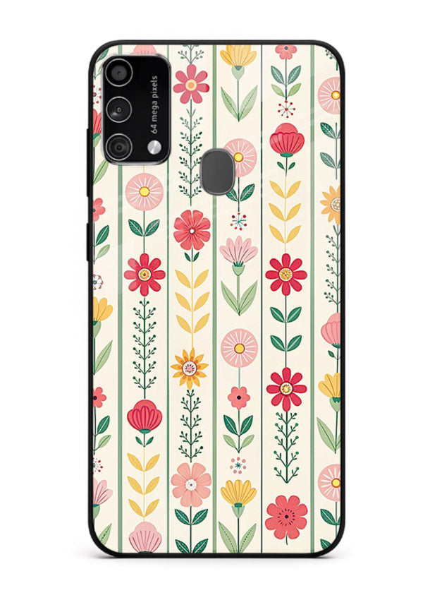 Scandinavian Simple Floral minimal Scandinavian floral pattern Samsung F41 glass back cover