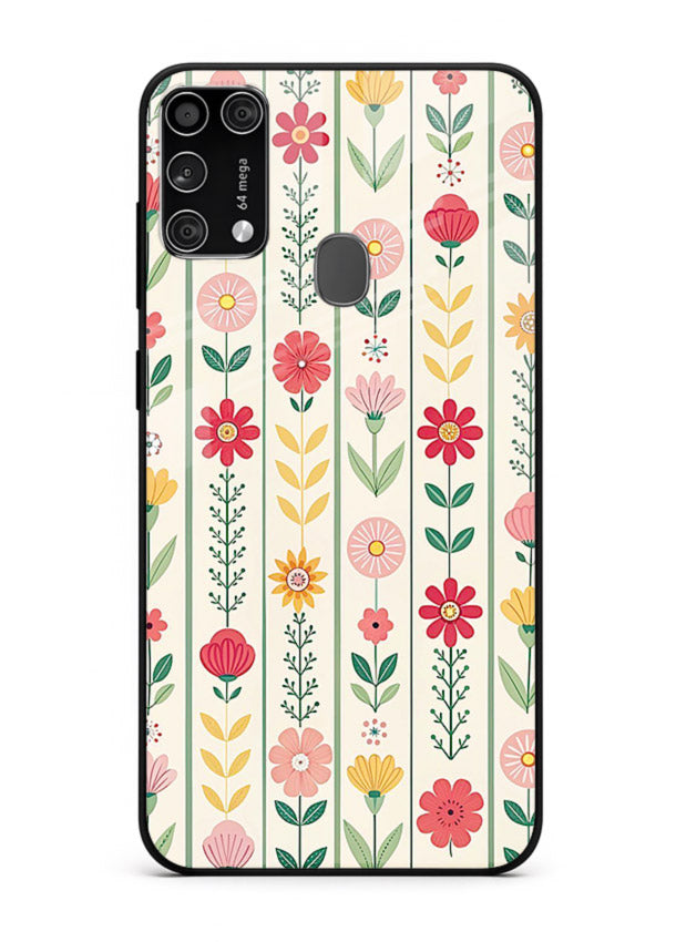 Scandinavian Simple Floral minimal Scandinavian floral pattern Samsung M31 Prime glass back cover