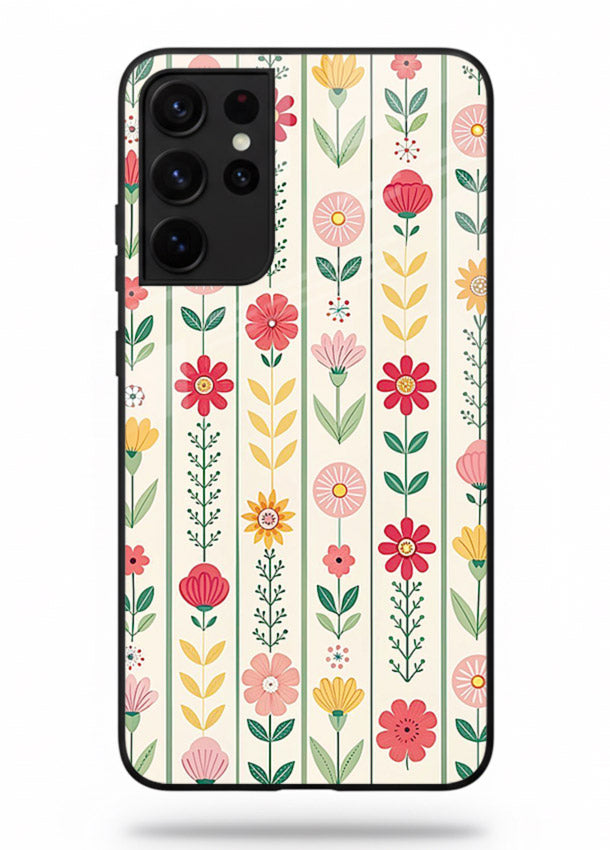 Scandinavian Simple Floral minimal Scandinavian floral pattern Samsung S21 Ultra glass back cover