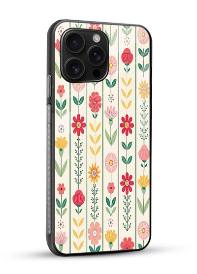 Scandinavian Simple Floral minimal Scandinavian floral pattern glossy vibrant premium glass back cover - Angle Side