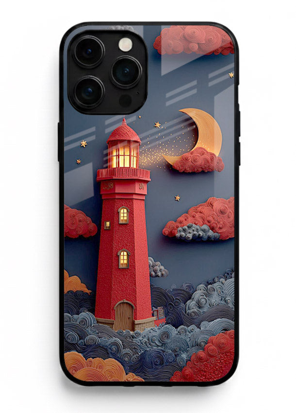 Scarlet Night Lighthouse red night lighthouse artwork iphone 11 pro max glass back cover
