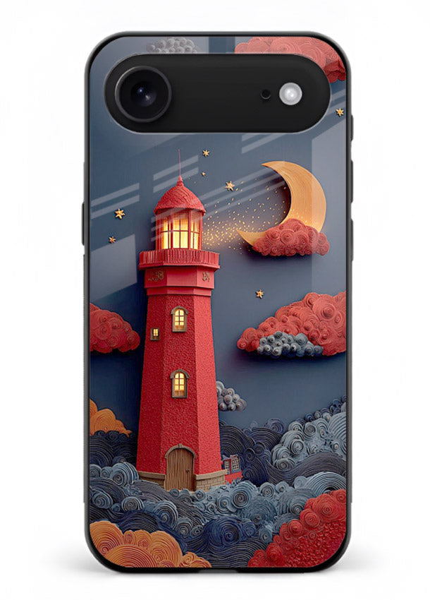 Scarlet Night Lighthouse red night lighthouse artwork iphone 17 air glass back cover