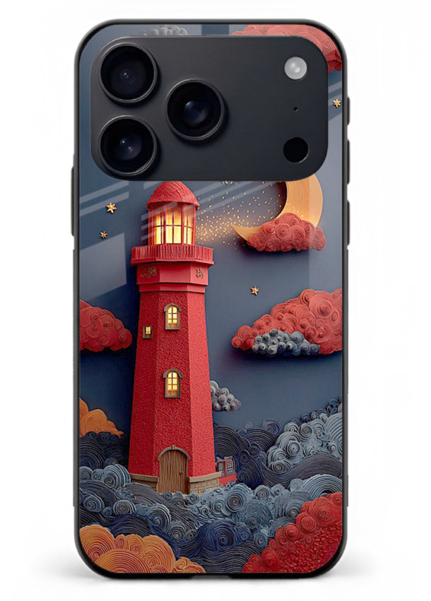 Scarlet Night Lighthouse red night lighthouse artwork iphone 18 pro max glass back cover