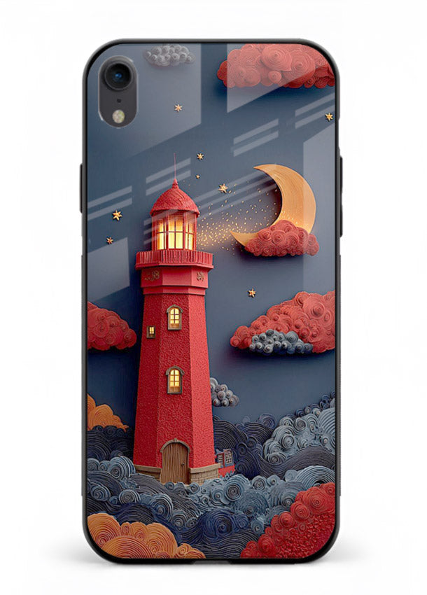 Scarlet Night Lighthouse red night lighthouse artwork iphone xr glass back cover