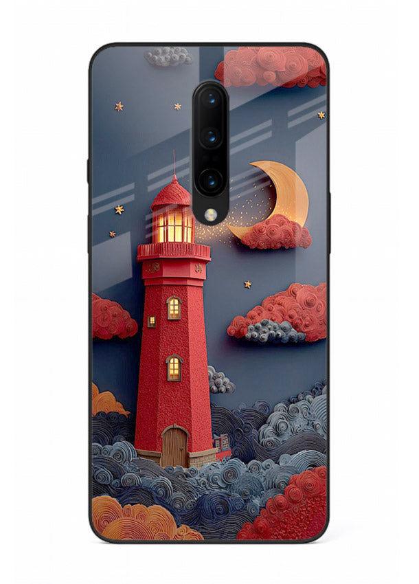 Scarlet Night Lighthouse red night lighthouse artwork OnePlus 8 glass back cover