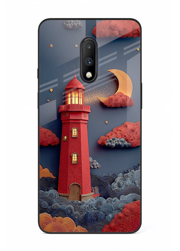 Scarlet Night Lighthouse red night lighthouse artwork OnePlus 7 glass back cover