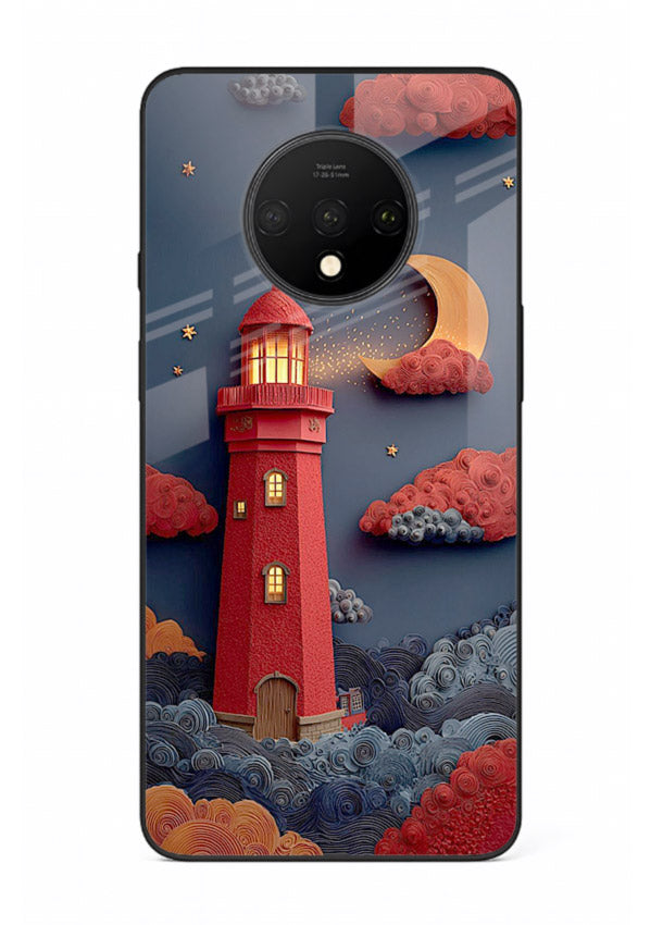 Scarlet Night Lighthouse red night lighthouse artwork OnePlus 7T glass back cover