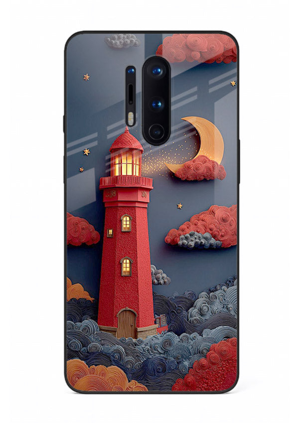 Scarlet Night Lighthouse red night lighthouse artwork OnePlus 8 Pro glass back cover