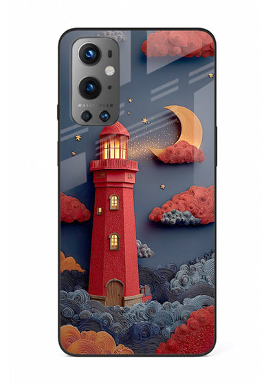 Scarlet Night Lighthouse red night lighthouse artwork OnePlus 9 glass back cover