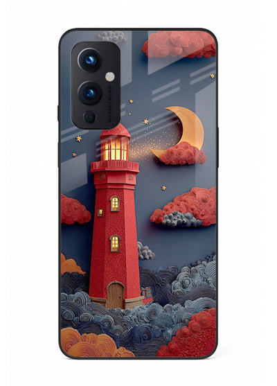 Scarlet Night Lighthouse red night lighthouse artwork OnePlus 9 Pro glass back cover