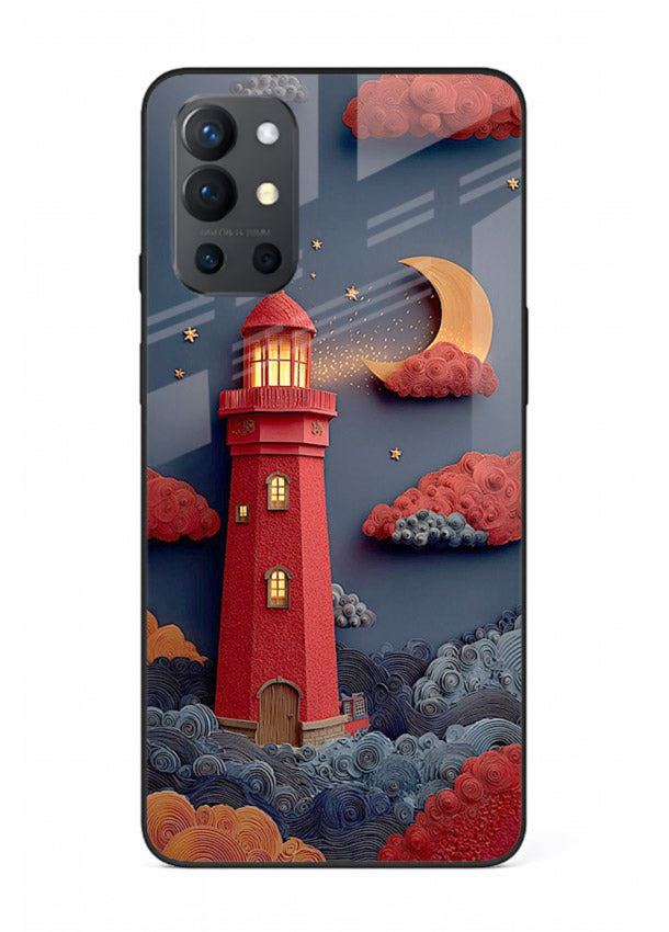 Scarlet Night Lighthouse red night lighthouse artwork OnePlus 9R glass back cover