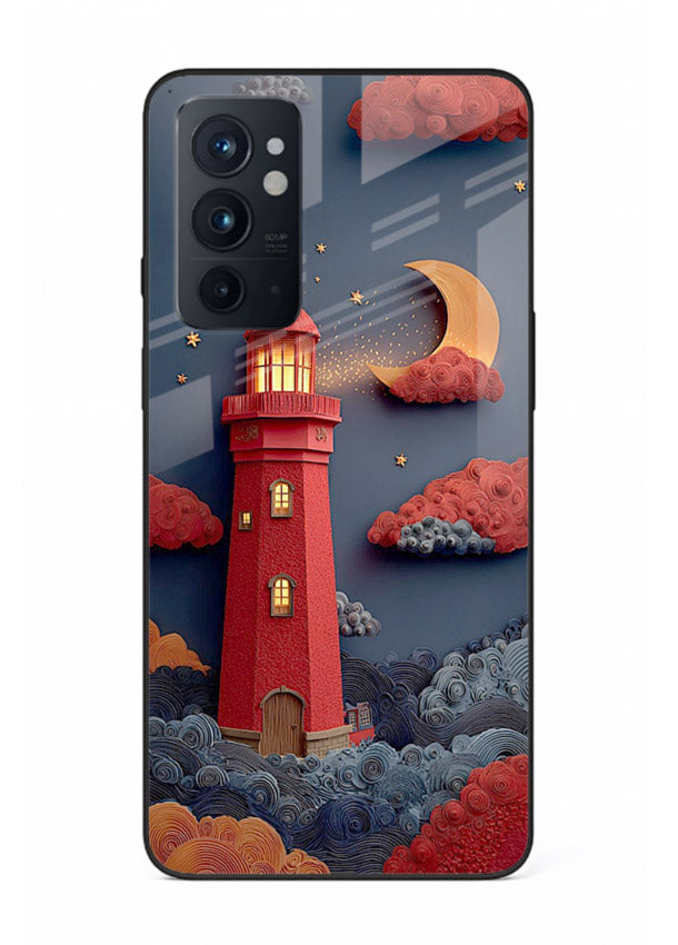 Scarlet Night Lighthouse red night lighthouse artwork OnePlus 9RT glass back cover