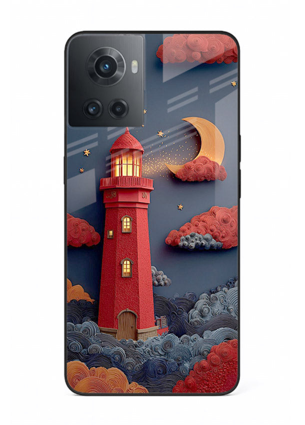 Scarlet Night Lighthouse red night lighthouse artwork OnePlus 10R glass back cover