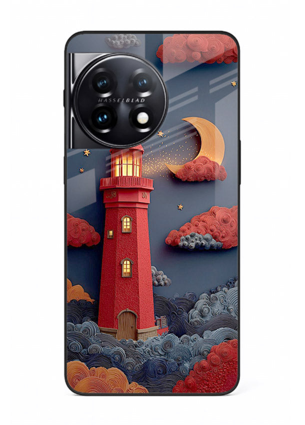 Scarlet Night Lighthouse red night lighthouse artwork OnePlus 11 glass back cover
