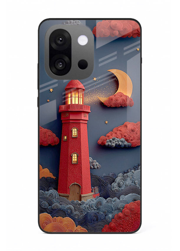 Scarlet Night Lighthouse red night lighthouse artwork OnePlus 13s glass back cover