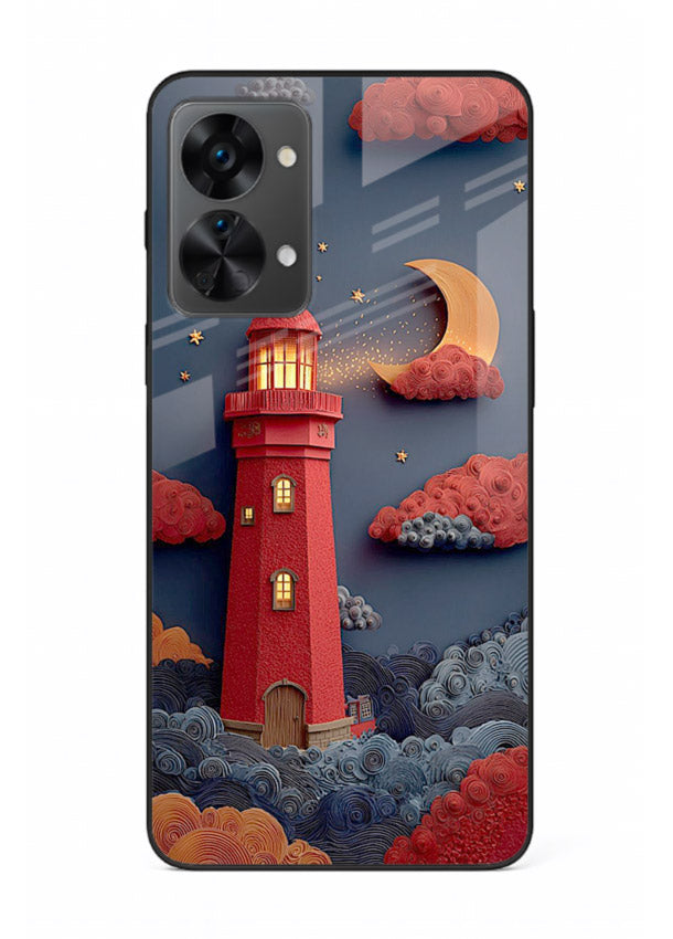 Scarlet Night Lighthouse red night lighthouse artwork OnePlus Nord 2T glass back cover