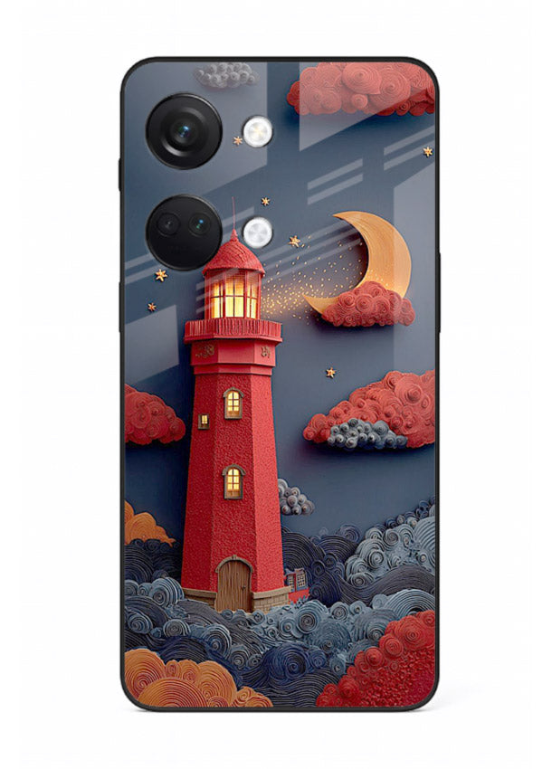 Scarlet Night Lighthouse red night lighthouse artwork OnePlus Nord 3 glass back cover