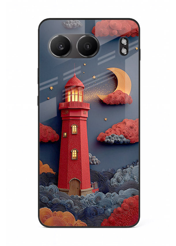 Scarlet Night Lighthouse red night lighthouse artwork OnePlus Nord 4 glass back cover