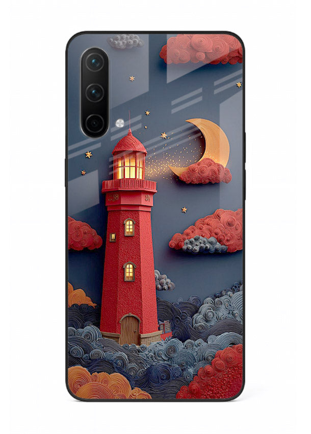 Scarlet Night Lighthouse red night lighthouse artwork OnePlus Nord CE 5G glass back cover