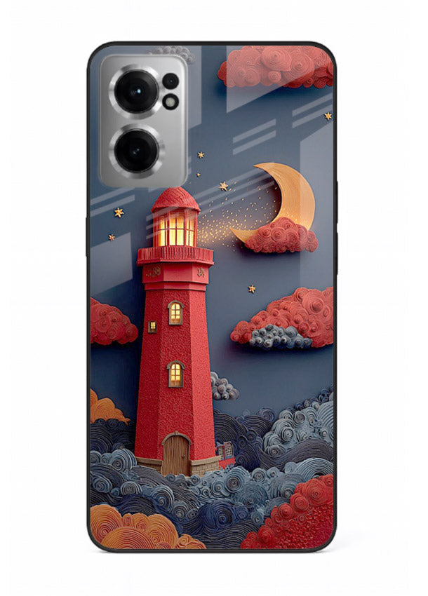Scarlet Night Lighthouse red night lighthouse artwork OnePlus Nord CE2 5G glass back cover