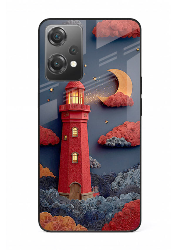Scarlet Night Lighthouse red night lighthouse artwork OnePlus Nord CE2 Lite 5G glass back cover