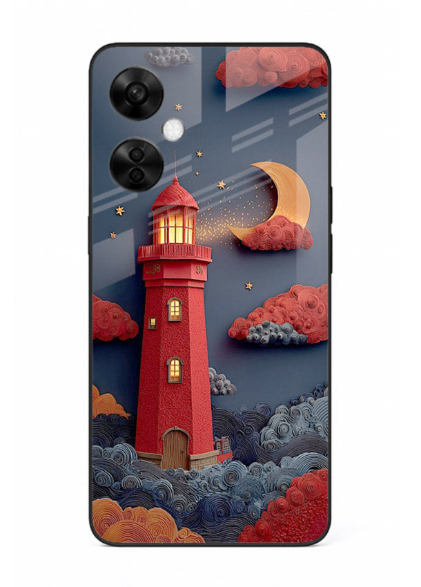 Scarlet Night Lighthouse red night lighthouse artwork OnePlus Nord CE3 Lite glass back cover