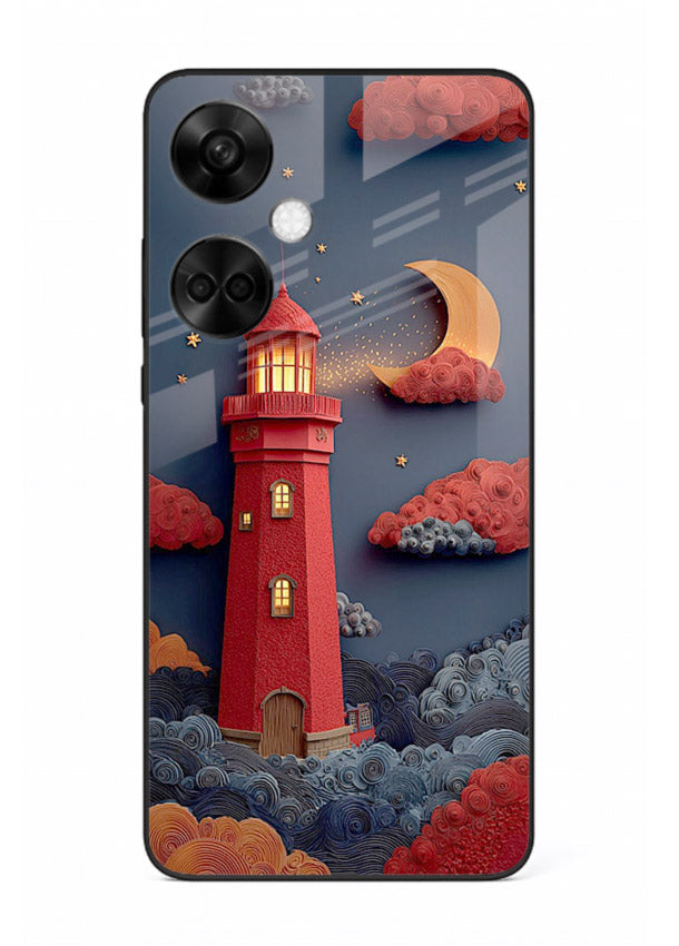 Scarlet Night Lighthouse red night lighthouse artwork OnePlus Nord CE3 glass back cover