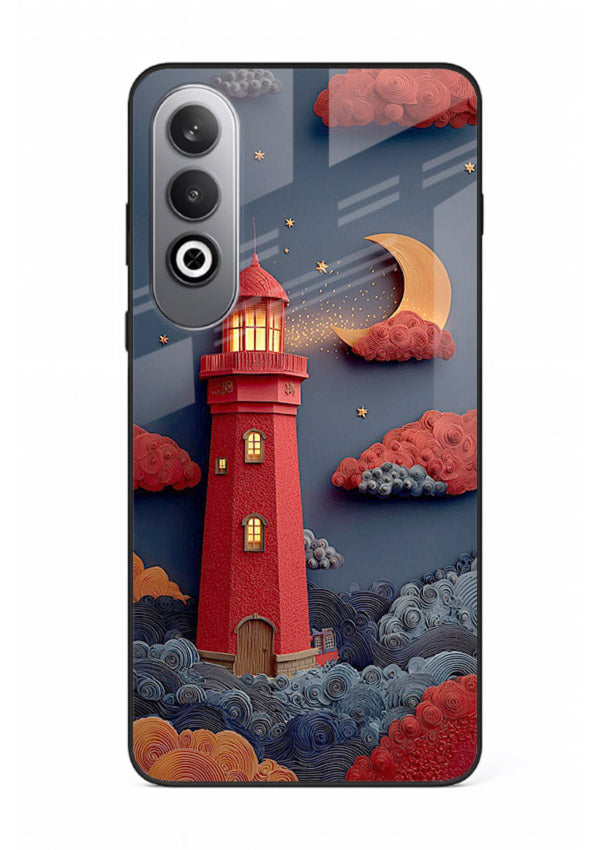 Scarlet Night Lighthouse red night lighthouse artwork OnePlus Nord CE4 glass back cover