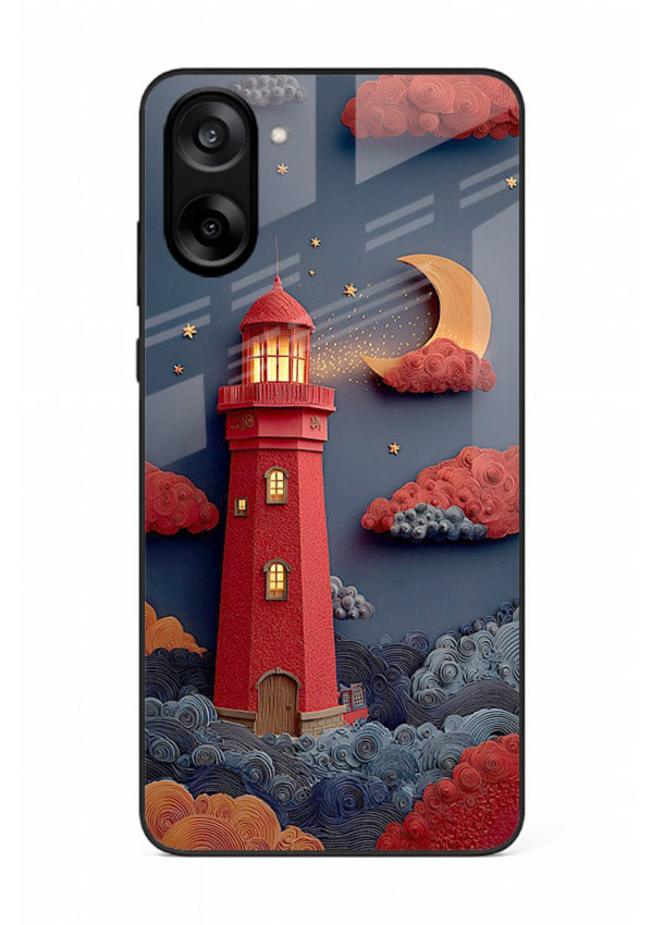 Scarlet Night Lighthouse red night lighthouse artwork OnePlus Nord CE5 glass back cover