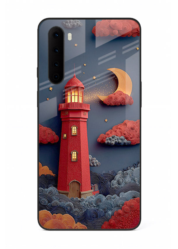 Scarlet Night Lighthouse red night lighthouse artwork OnePlus Nord glass back cover