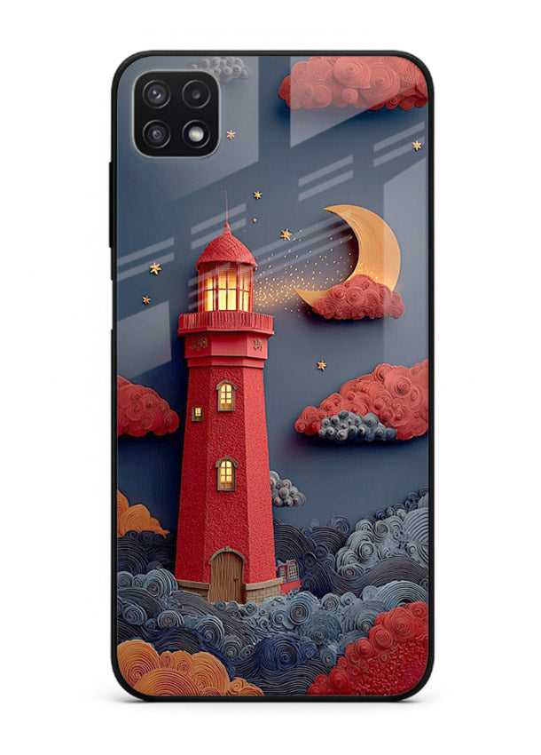Scarlet Night Lighthouse red night lighthouse artwork Samsung F42 5G glass back cover