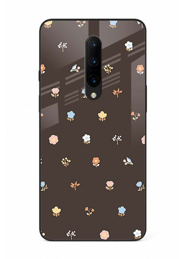 Pastel tiny flower pattern on OnePlus 8 glass back cover with playful botanical spacing.