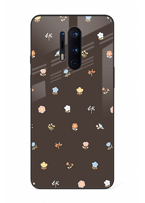 Pastel tiny flower pattern on OnePlus 8 Pro glass back cover with playful botanical spacing.