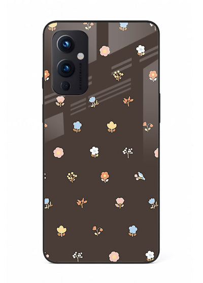 Pastel tiny flower pattern on OnePlus 9 Pro glass back cover with playful botanical spacing.