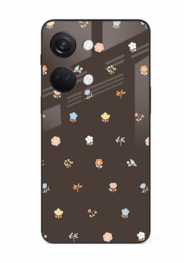 Pastel tiny flower pattern on OnePlus Nord 3 glass back cover with playful botanical spacing.