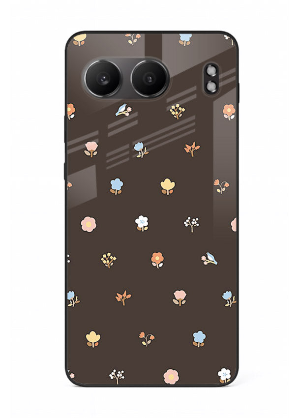 Pastel tiny flower pattern on OnePlus Nord 4 glass back cover with playful botanical spacing.