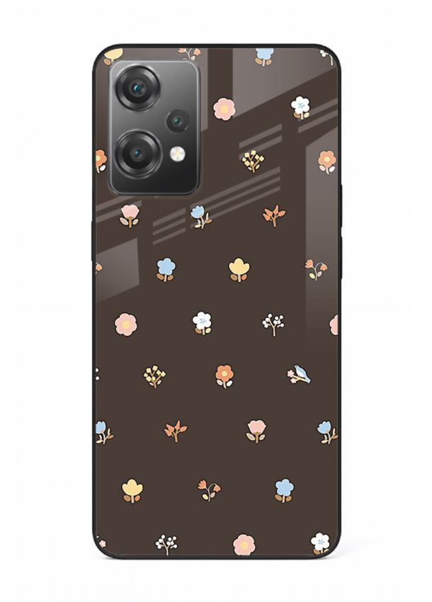 Pastel tiny flower pattern on OnePlus Nord CE2 Lite 5G glass back cover with playful botanical spacing.