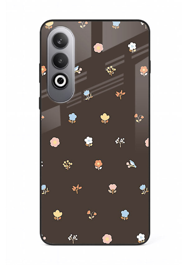 Pastel tiny flower pattern on OnePlus Nord CE4 glass back cover with playful botanical spacing.