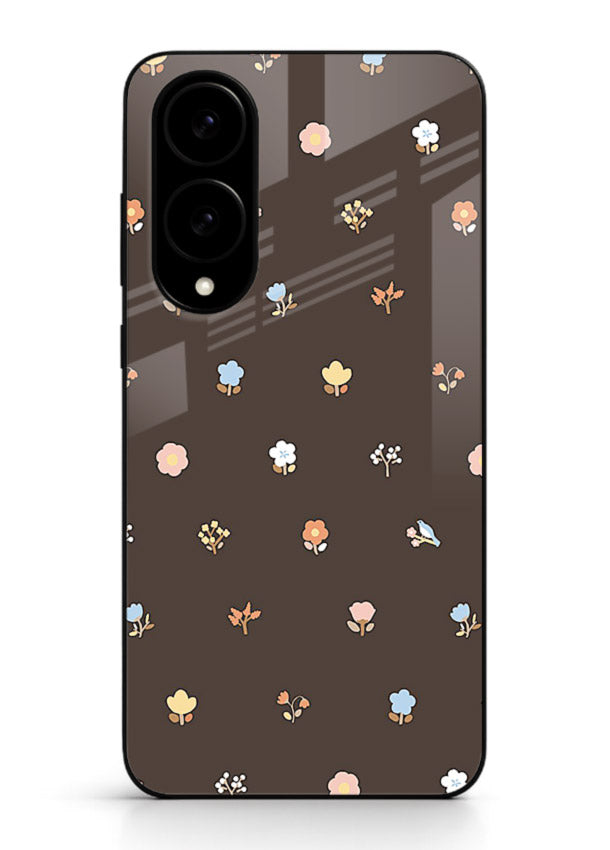 Pastel tiny flower pattern on Samsung S25 Edge glass back cover with playful botanical spacing.